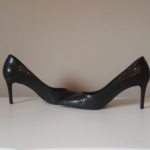 Black Faux Snake Skin Pumps